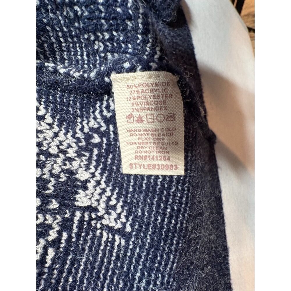 Hem & Thread Women's Star Cardigan Sweater 30983 Navy Blue Open Front Size Small - Picture 7 of 7
